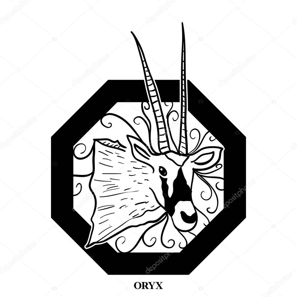 Oryx logo design with pattern background for social media template