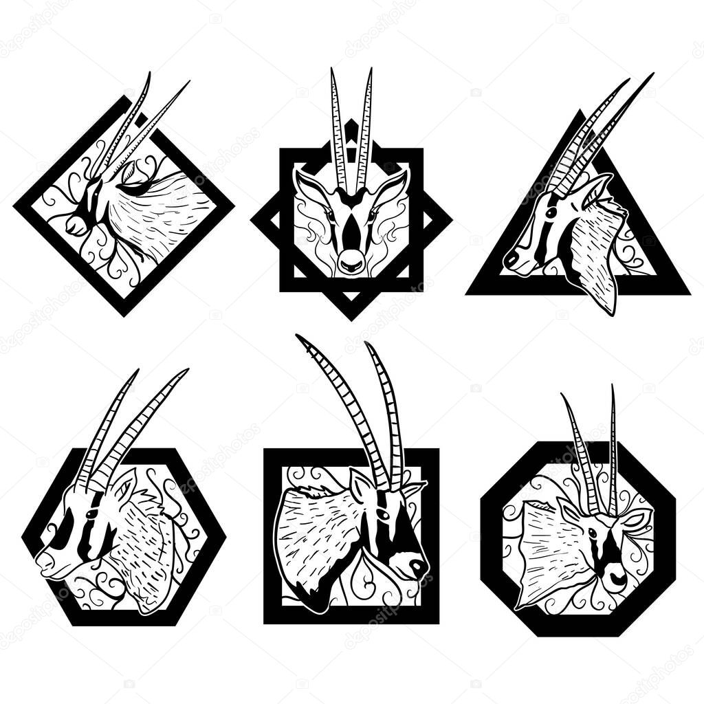 Oryx logo design with pattern background for social media template