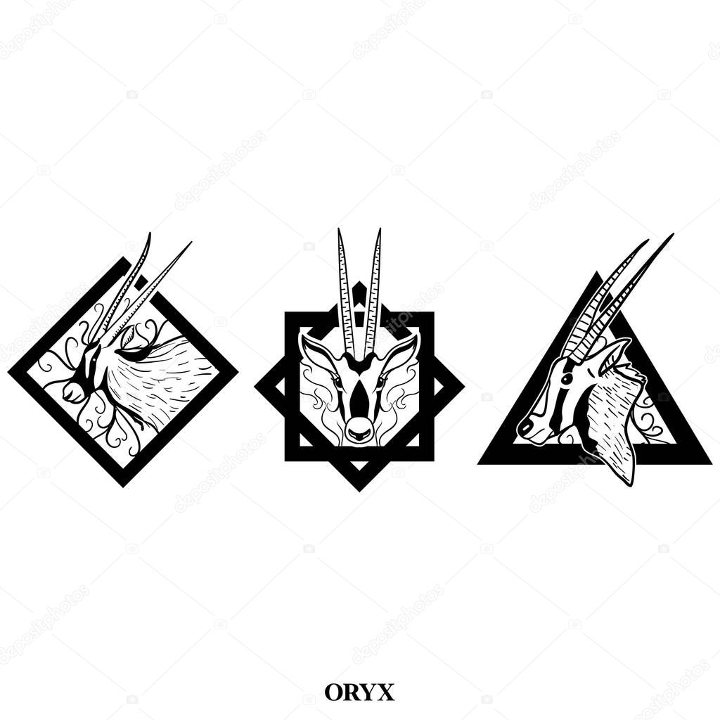 Oryx logo design with pattern background for social media template