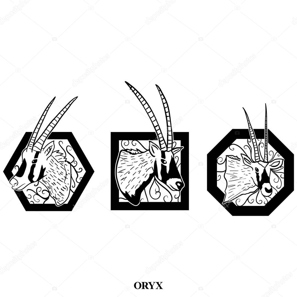 Oryx logo design with pattern background for social media template