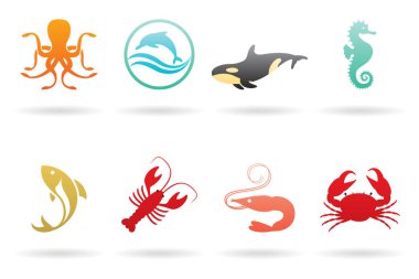 Tişört ve çıkartmalar için deniz hayvanı çizimi sanatı