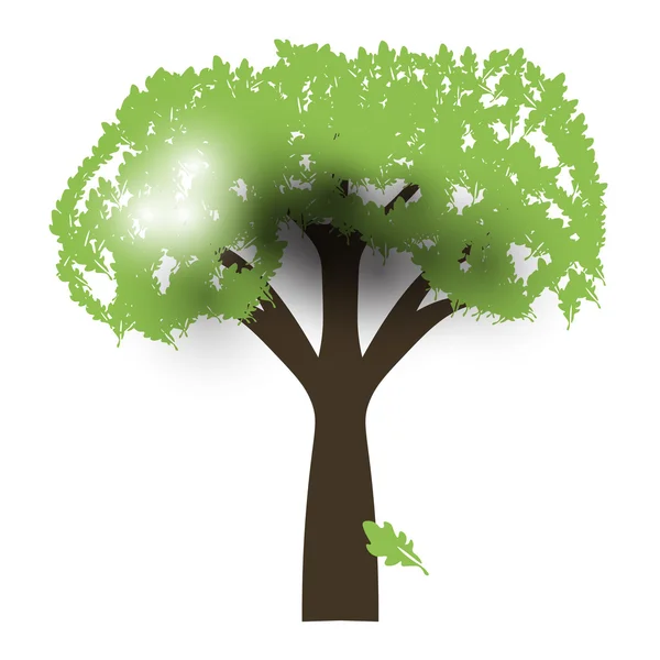 Grüne Eichensilhouette eines Baumes, Vektor. — Stockvektor