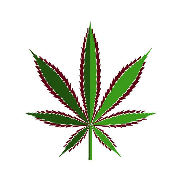 Gröna cannabis leaf klippa ur papper, stiliserade — Stock vektor