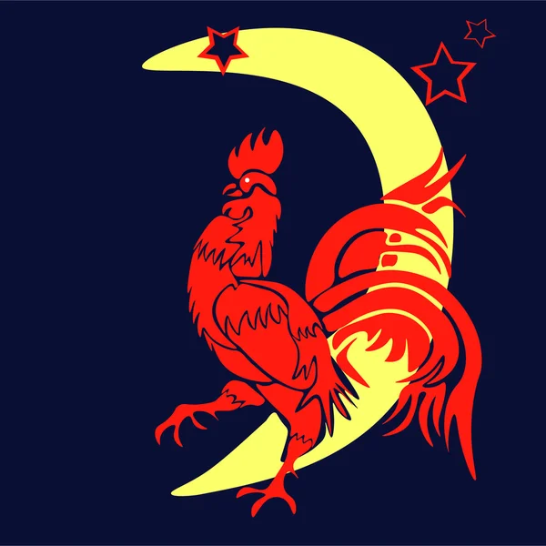 Az elkövetkező évben vörös kakas, a kakas, stilizált kínai év — Stock Vector