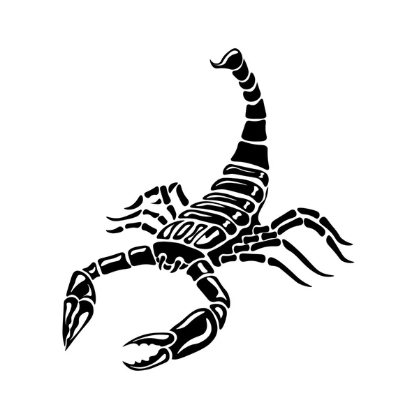 Escorpión blanco y negro para tatuajes, signo del zodiaco — Vector de stock