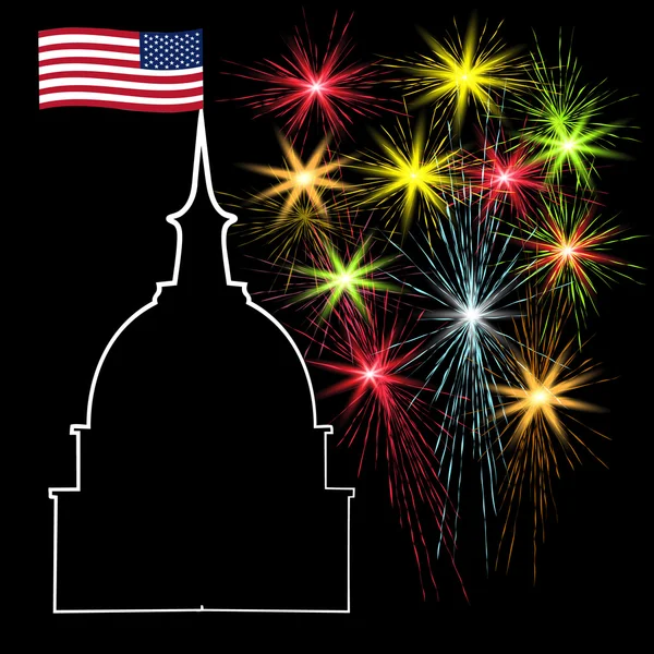 Amerikai függetlenség napja, USA szimbólumok, vektoros illusztráció — Stock Vector