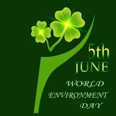 Four leaf clover on a plaid background on a plaid background. 5th June World Environment Day. St. Patrick s day symbol clipart
