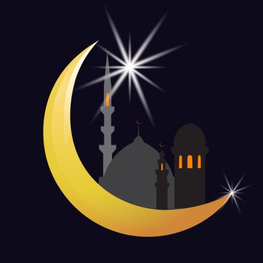 Hilal ay ve yıldız. Doğu Şehri. Kutlama. Illüstrasyon
