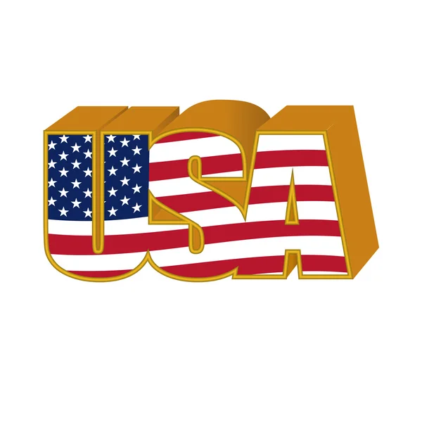 Volumetric 3D EUA sinal estilizado cores da bandeira em uma moldura de ouro em um fundo branco . — Vetor de Stock