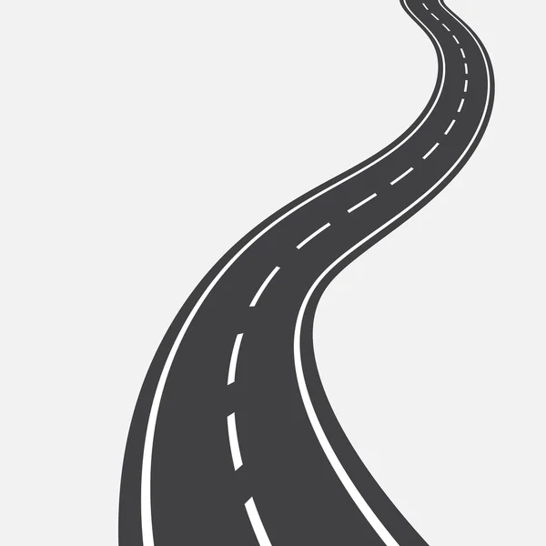 Curved road with white markings. illustration — Stock Vector