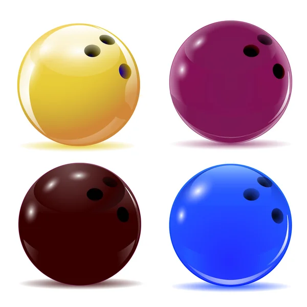 Palle da bowling multicolori. Oggetti isolati con ombre sul tema dello sport. illustrazione — Vettoriale Stock