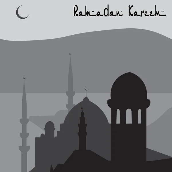 Animatie Magic Turkse stad Istanbul in zwart-wit. Ramadan. Illustratie — Stockvector