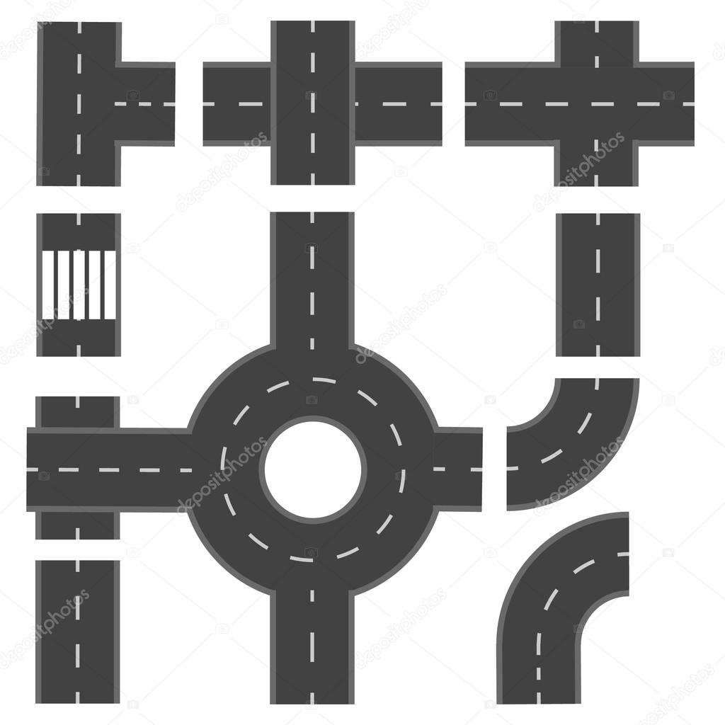 Set of different road sections. illustration