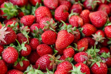 Renkli çileklerin parlak arkaplanı.