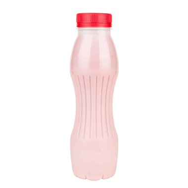 Beyaz arka planda bir şişede yoğurt, izole et..