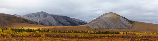 Naturskön utsikt över väg, landskap och berg på en färgstark höstdag — Stockfoto