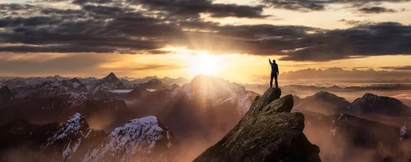 Magical Fantasy Adventure Composite of Man Hiking — Stock Photo, Image