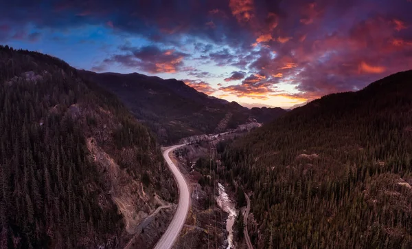 Aerial Panoramic View of the Famous Scenic Drive, Sea to Sky Highway — Stock Photo, Image