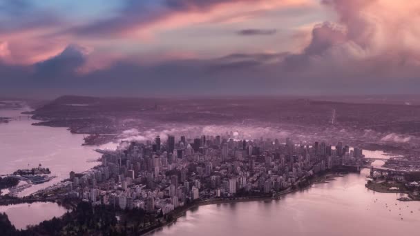 Sinemagraf Devamlı Döngü Animasyonu. Vancouver City 'nin Hava Görüntüsü. — Stok video