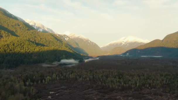 Воздушный вид на канадские горные ландшафты — стоковое видео
