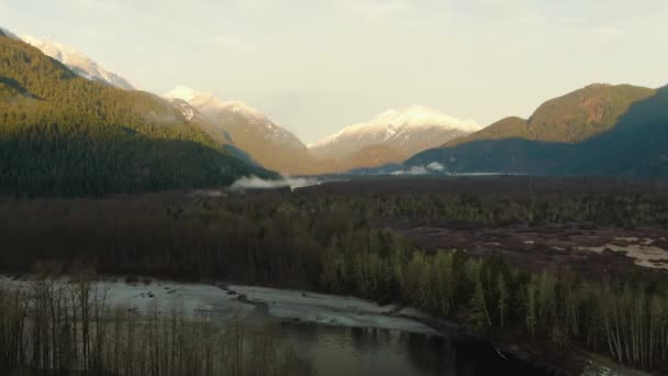 Belle Vue Aérienne Panoramique Du Paysage Canadien De Montagne — Video