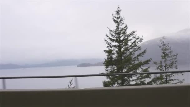 View of Howe Sound from the famous route, Sea to Sky Highway — Stock Video