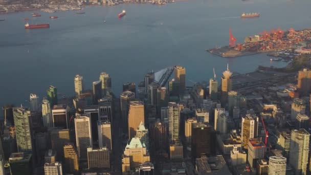 Вид с воздуха на современный центр города — стоковое видео