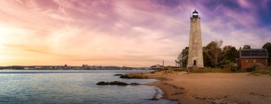 Panoramic view on a lighthouse on the Atlantic Ocean Coast.