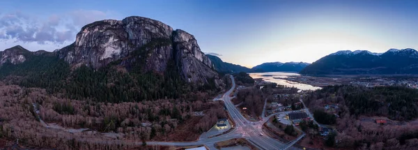 Aerial Panoramic view of Sea to Sky Highway with Chief Mountain — Stock Photo, Image