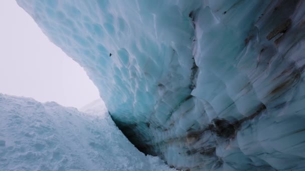 Beautiful View of the Ice Cave in the Alpines — Stock Video