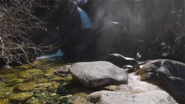 Eau qui coule autour des rochers au sommet des chutes Shannon. — Video
