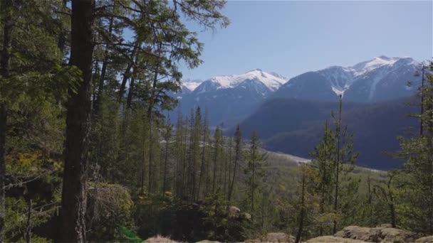 Vista panorámica del paisaje montañoso canadiense — Vídeos de Stock