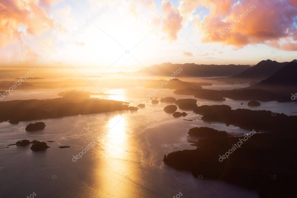 Aerial Canadian Landscape at the West Pacific Ocean Coast