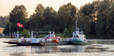 Barnston Adası Feribotu Fraser Nehri 'ni geçiyor.