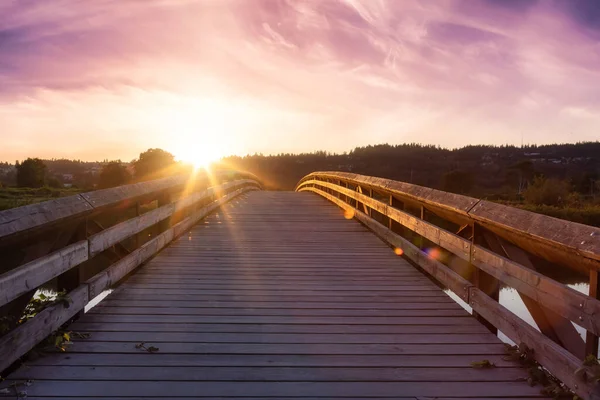 Puente que cruza un río en un parque urbano. — Foto de Stock