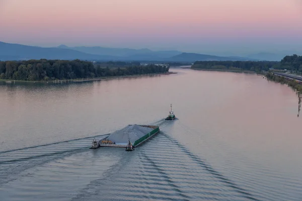 Aerial View of Tugboat in Fraser River