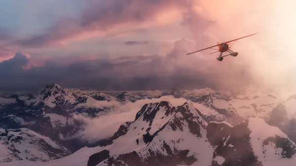 Kanada Rocky Dağları üzerinde uçan 3 boyutlu CGI Deniz uçağının Macera Birleşmiş ResmiName — Stok fotoğraf