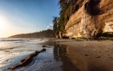 Pasifik Okyanusunun batı kıyısındaki Mystic Beach.