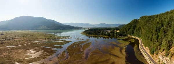 Aerial Panoramic View of Harrison River in Fraser Valley — Stock Photo, Image