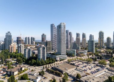 Modern yüksek binalar ve Burnaby, Büyük Vancouver, BC, Kanada kentsel manzarası