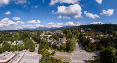Burnaby, BC 'deki genel panoramik yerleşim alanları ve yemyeşil bitki örtüsünü gösteriyor..