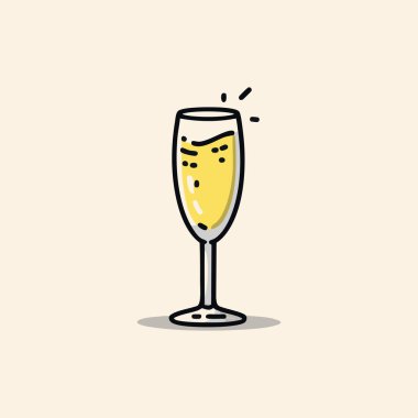 Şampanya kadehi düz çizim
