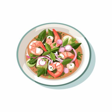 Ceviche Tabağı düz resimleme