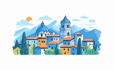 Cusco City düz illüstrasyon