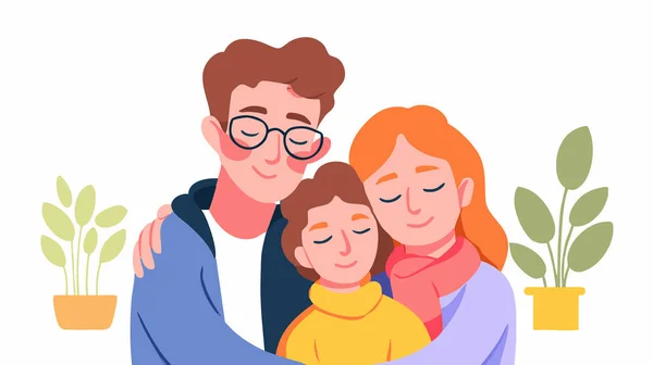 Aile kucaklaşması düz çizim