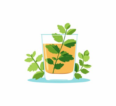Mint Tea Glass flat illustration