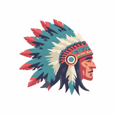 Native Warrior Headdress flat illustration