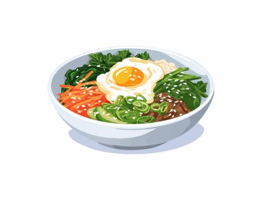 Korean Bibimbap Bowl flat illustration