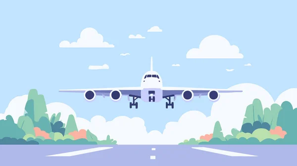 Airplane Landing flat illustration