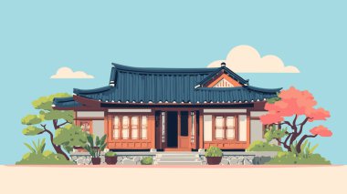 Hanok House flat illustration